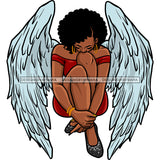 Angel Wings Black Queen With Wings In Red  JPG PNG  Clipart Cricut Silhouette Cut Cutting