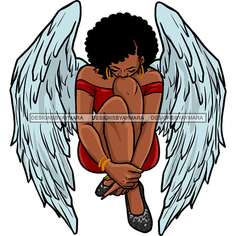 Angel Wings Black Queen With Wings In Red  JPG PNG  Clipart Cricut Silhouette Cut Cutting