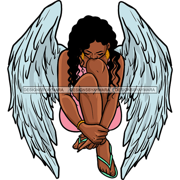 Angel Wings Black Queen With Wings In Pink JPG PNG  Clipart Cricut Silhouette Cut Cutting