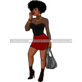 Sassy Black Queen In Red And Black Outfit And Boots  JPG PNG  Clipart Cricut Silhouette Cut Cutting