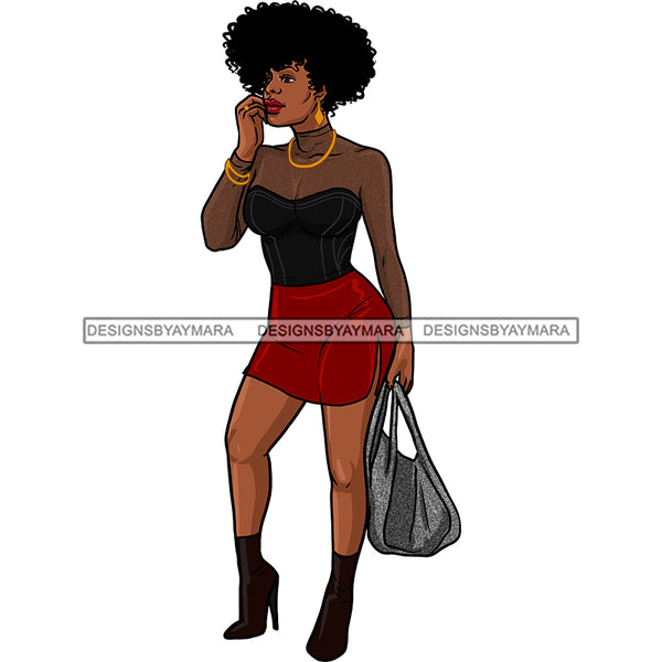 Sassy Black Queen In Red And Black Outfit And Boots  JPG PNG  Clipart Cricut Silhouette Cut Cutting
