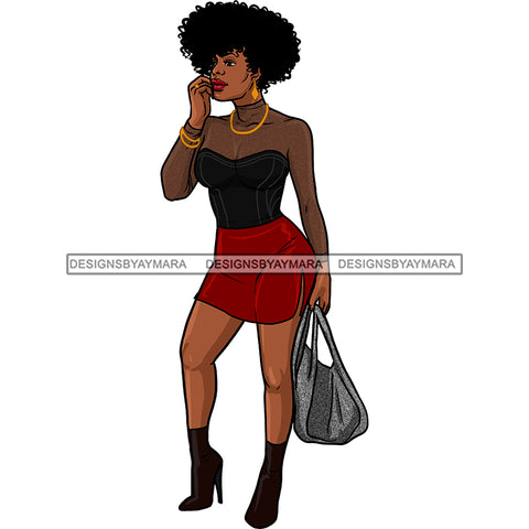 Sassy Black Queen In Red And Black Outfit And Boots  JPG PNG  Clipart Cricut Silhouette Cut Cutting