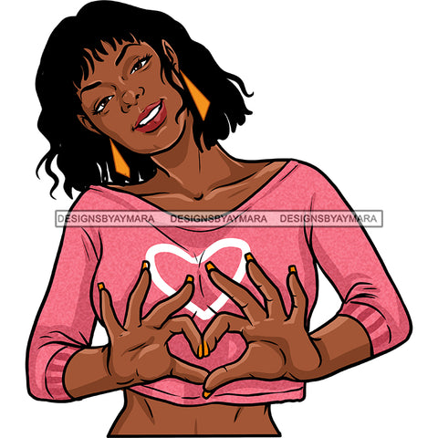 Young Queen Giving Love Sign  In Pink Sweater JPG PNG  Clipart Cricut Silhouette Cut Cutting