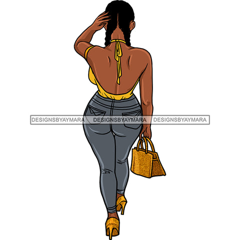 Sassy Black Queen Stepping Out Heels Jeans Halter Top JPG PNG  Clipart Cricut Silhouette Cut Cutting