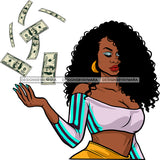 Sexy Black Queen Tossing Money Dollar Bills  JPG PNG  Clipart Cricut Silhouette Cut Cutting