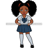 Little Black Girl In Blue Dress Wide Eyed JPG PNG  Clipart Cricut Silhouette Cut Cutting