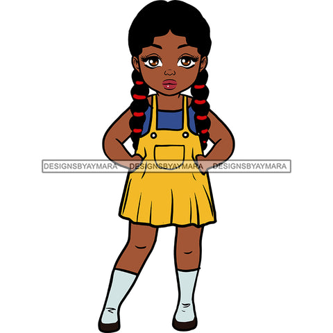 Little Black Girl Yellow Jumper Wide Eyed JPG PNG  Clipart Cricut Silhouette Cut Cutting