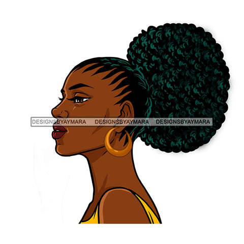Melanin Woman In Yellow Gold Hoops JPG PNG  Clipart Cricut Silhouette Cut Cutting