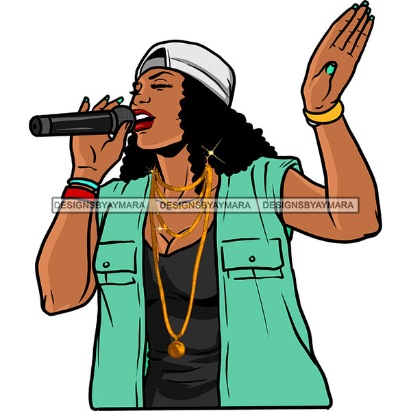 Black Singer Songstress Singing In Hat And Green Jacket JPG PNG  Clipart Cricut Silhouette Cut Cutting