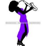 Silhouette Of Woman Playing Saxophone In Purple Dress JPG PNG  Clipart Cricut Silhouette Cut Cutting
