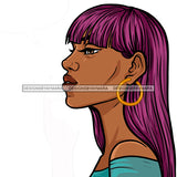 Melanin Woman Long Purple Hair No Background  JPG PNG  Clipart Cricut Silhouette Cut Cutting