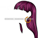 Long Purple Hair With Bangs Only JPG PNG  Clipart Cricut Silhouette Cut Cutting