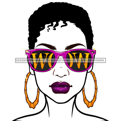 Silhouette Short Hair Black Woman Wearing Purple WOW Sunglasses JPG PNG  Clipart Cricut Silhouette Cut Cutting