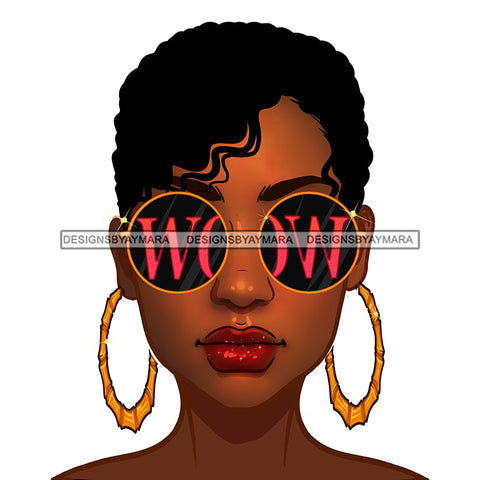 Diva With Short Hair Wearing Gold Round WOW Sunglasses JPG PNG  Clipart Cricut Silhouette Cut Cutting