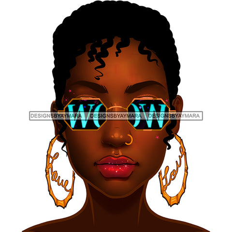 Short Haired Diva In Gold WOW In Blue Round  Sunglasses Round Gold Love Hoops JPG PNG  Clipart Cricut Silhouette Cut Cutting