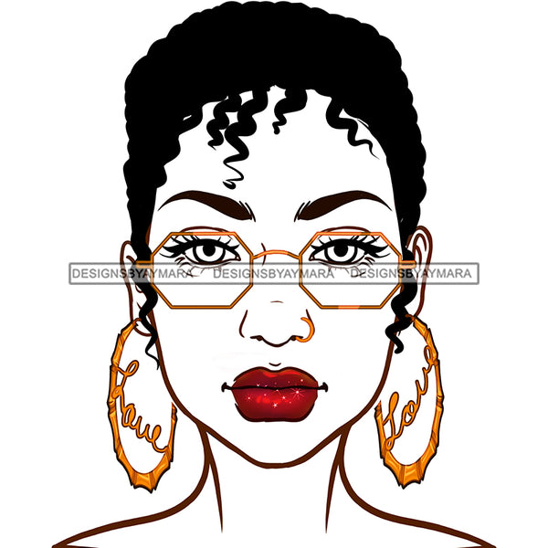 Short Haired Diva In Gold Glasses Gold Love Hoops JPG PNG  Clipart Cricut Silhouette Cut Cutting
