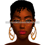 Brown Skin Short Haired Diva In Gold Glasses Gold Love Hoops JPG PNG  Clipart Cricut Silhouette Cut Cutting