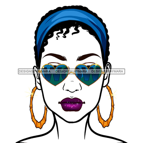 Diva Wearing Heart Shaped WOW In Blue Sunglasses And Blue Headwrap JPG PNG  Clipart Cricut Silhouette Cut Cutting