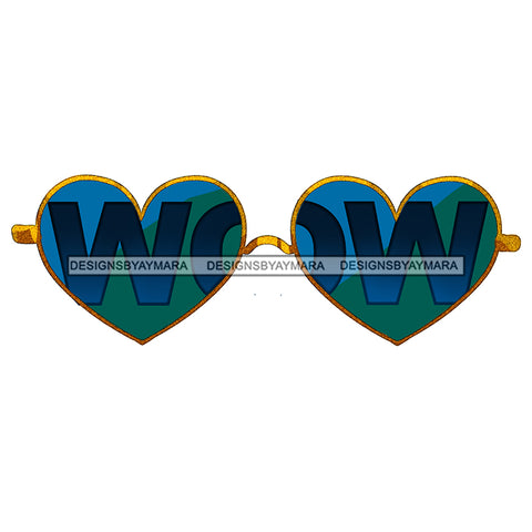 Heart Shaped WOW In Blue Sunglasses Only  JPG PNG  Clipart Cricut Silhouette Cut Cutting