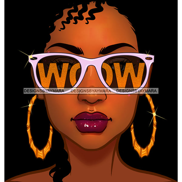 Brown Skin Diva In Pink WOW In Orange Sunglasses  JPG PNG  Clipart Cricut Silhouette Cut Cutting
