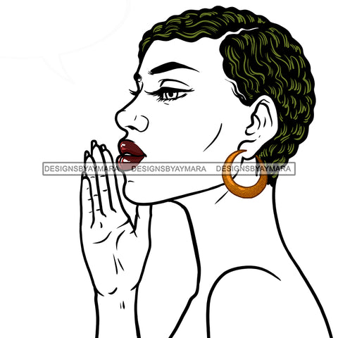 Melanin Woman With Short Hair No Color JPG PNG  Clipart Cricut Silhouette Cut Cutting