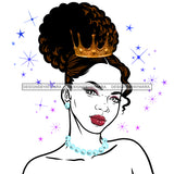 Beautiful Black Queen Hair Up With Crown And Pearls  JPG PNG  Clipart Cricut Silhouette Cut Cutting