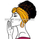 Melanin Woman In Yellow Headwrap Curly Hair JPG PNG  Clipart Cricut Silhouette Cut Cutting