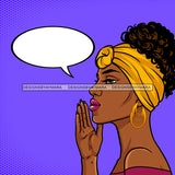 Melanin Woman In Yellow Headwrap Conversation Bubble Purple Background Curly Hair JPG PNG  Clipart Cricut Silhouette Cut Cutting