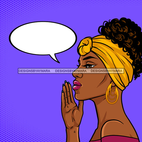 Melanin Woman In Yellow Headwrap Conversation Bubble Purple Background Curly Hair JPG PNG  Clipart Cricut Silhouette Cut Cutting