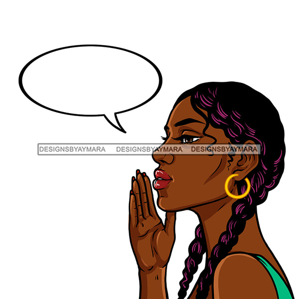 Black Woman With Long Braids With Conversation Bubble JPG PNG  Clipart Cricut Silhouette Cut Cutting