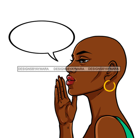 Bald Black Woman With Conversation Bubble  JPG PNG  Clipart Cricut Silhouette Cut Cutting