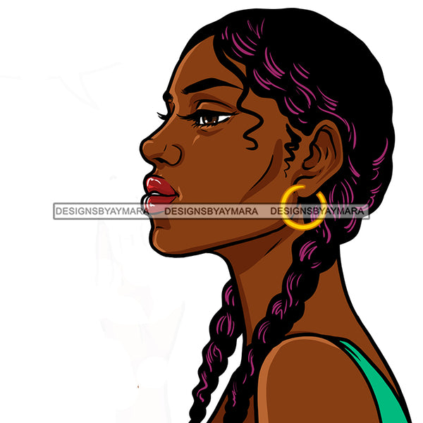 Black Woman With Long Braids  JPG PNG  Clipart Cricut Silhouette Cut Cutting