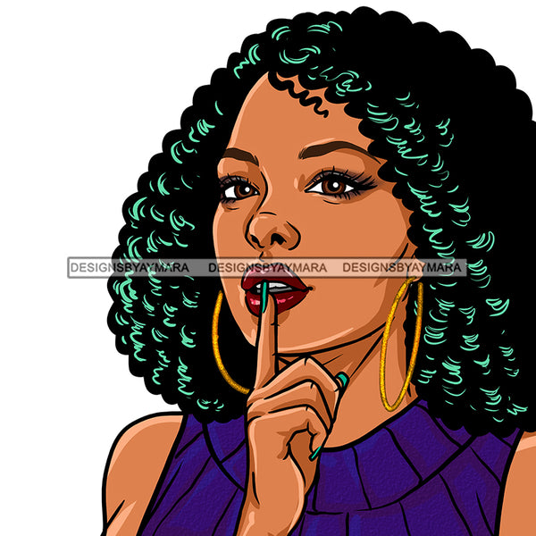Black Woman Curly Hair Purple Dress JPG PNG  Clipart Cricut Silhouette Cut Cutting