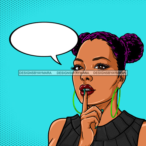 Black Woman Purple Hair In 2 Buns Conversation Bubble With Blue Background JPG PNG  Clipart Cricut Silhouette Cut Cutting