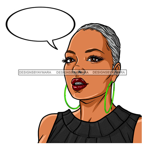 Black Woman With Short Gray Hair In Gray Black Dress Conversation Bubble JPG PNG  Clipart Cricut Silhouette Cut Cutting