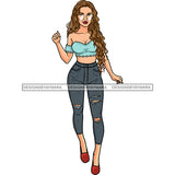 Sexy White Woman Wearing Jeans And Halter Top JPG PNG  Clipart Cricut Silhouette Cut Cutting