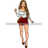 Sexy White Woman Wearing Short Skirt And Top Long Blonde Hair JPG PNG  Clipart Cricut Silhouette Cut Cutting
