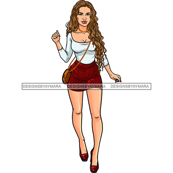 Sexy White Woman Wearing Short Skirt And Top Long Blonde Hair JPG PNG  Clipart Cricut Silhouette Cut Cutting
