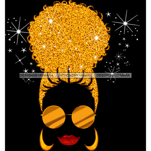 Black Silhouette Woman Gold Glittery Hair In Bun Red Lips JPG PNG  Clipart Cricut Silhouette Cut Cutting