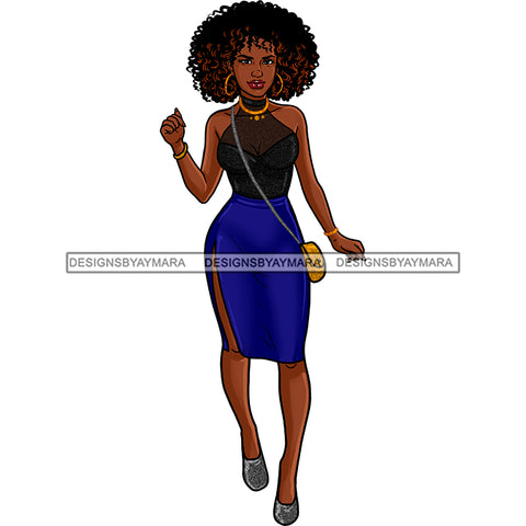 Sexy Black Woman Wearing Blue Skirt Black Top  JPG PNG  Clipart Cricut Silhouette Cut Cutting