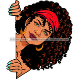 Peek A Boo White Woman Curly Hair Red Headwrap JPG PNG  Clipart Cricut Silhouette Cut Cutting