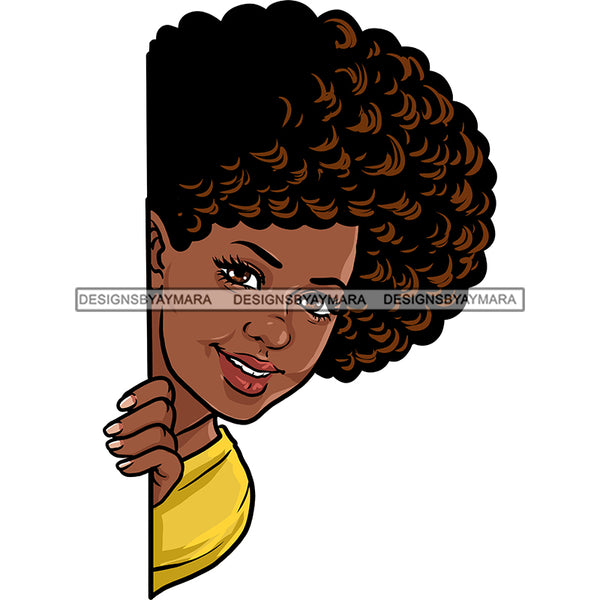 Peek A Boo Black Woman Curly Hair  JPG PNG  Clipart Cricut Silhouette Cut Cutting