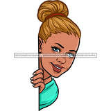 Peek A Boo White Woman Blonde Bun Hair  JPG PNG  Clipart Cricut Silhouette Cut Cutting