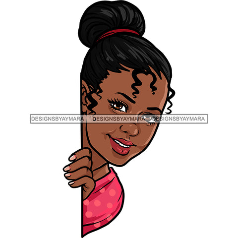 Peek A Boo Black Woman Black Hair In Bun Red Top  JPG PNG  Clipart Cricut Silhouette Cut Cutting