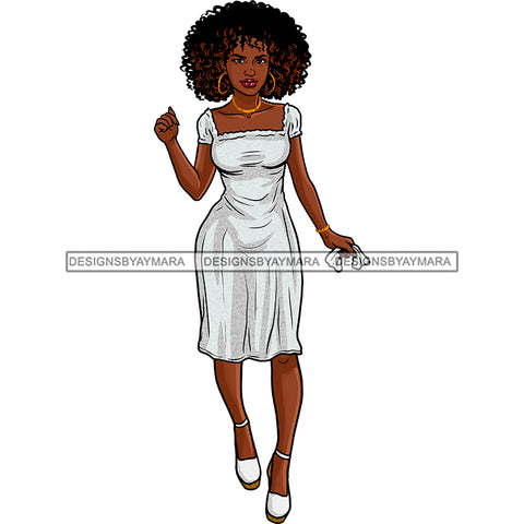 Sexy Black Woman Wearing White Dress JPG PNG  Clipart Cricut Silhouette Cut Cutting