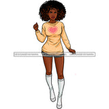 Sexy Black Woman Wearing Long Sweater And Shorts JPG PNG  Clipart Cricut Silhouette Cut Cutting