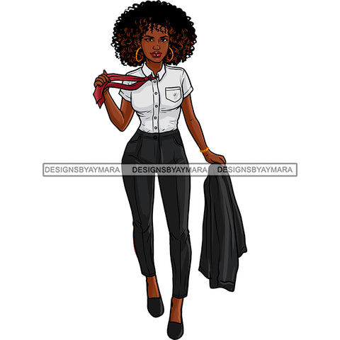 Sexy Black Woman Wearing Black Pant Suit JPG PNG  Clipart Cricut Silhouette Cut Cutting