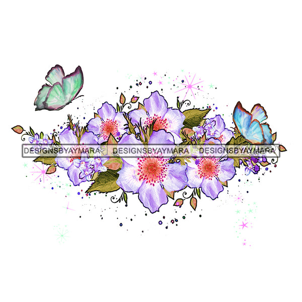 Flowers Butterflies White And Purple Flowers Headpiece Headband JPG PNG  Clipart Cricut Silhouette Cut Cutting