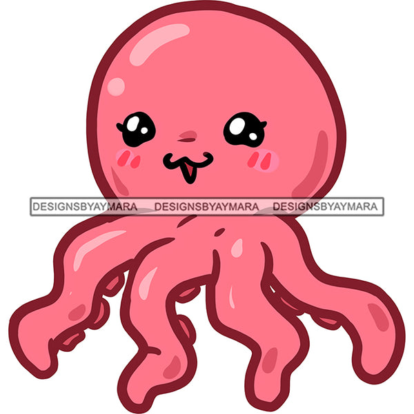Pink Octopus  Sea Creature  JPG PNG  Clipart Cricut Silhouette Cut Cutting