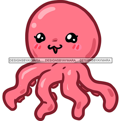Pink Octopus  Sea Creature  JPG PNG  Clipart Cricut Silhouette Cut Cutting